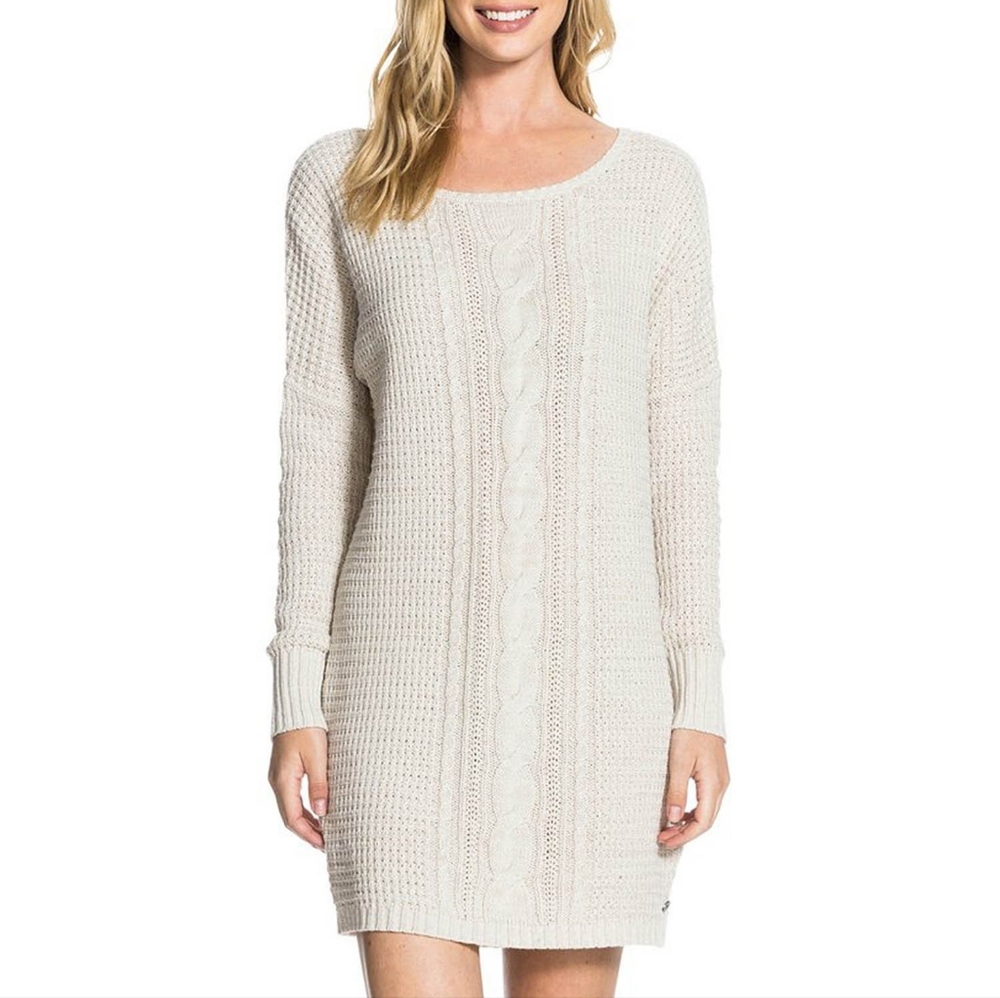 Roxy Cream Cable-Knit Sweater Dress